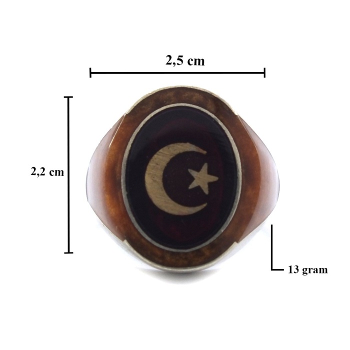 Ay Yıldızlı 925 Ayar Erkek Gümüş Yüzük GEY-166
