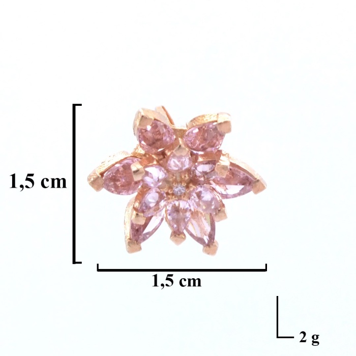 Pembe Zirkon Taşlı Çiçek Model Rose Gümüş Küpe GKP-100