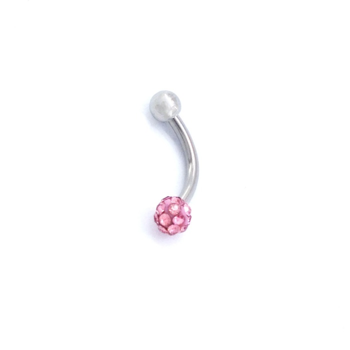 316L Çelik Zirkon Taşlı Pembe Toplu Piercing PRC-203