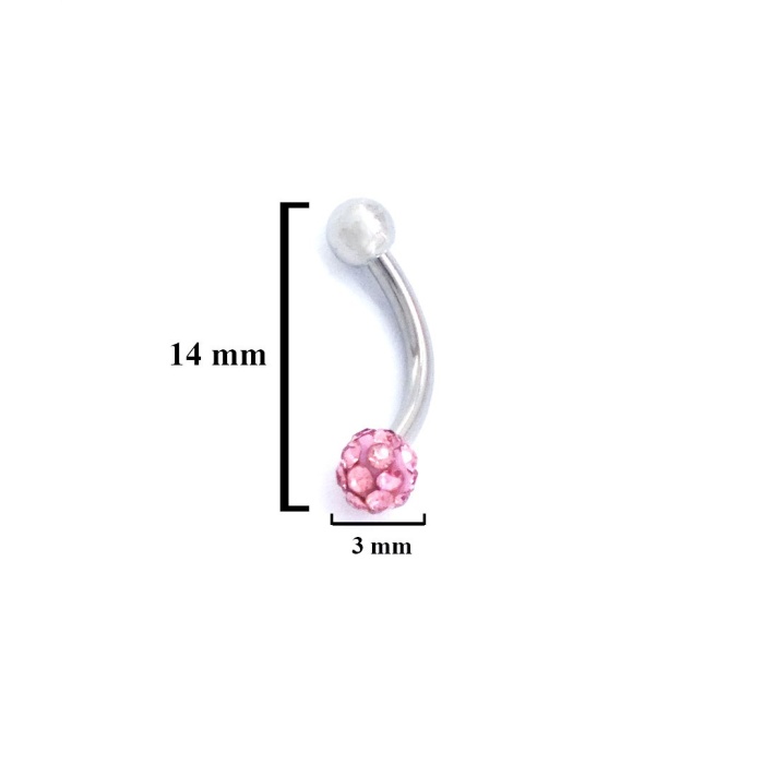 316L Çelik Zirkon Taşlı Pembe Toplu Piercing PRC-203