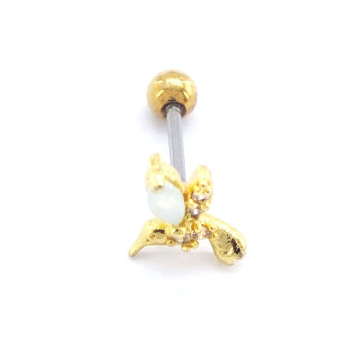 FerizZ Altın Kaplama Zirkon Taşlı Kuş Şekilli Piercing PRC-147