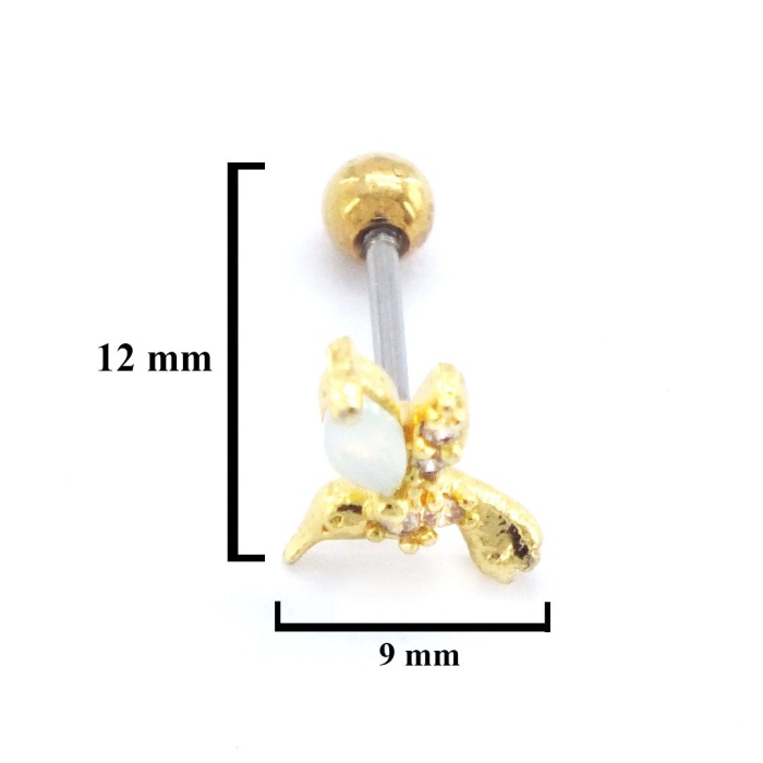 Altın Kaplama Zirkon Taşlı Kuş Şekilli Piercing PRC-147