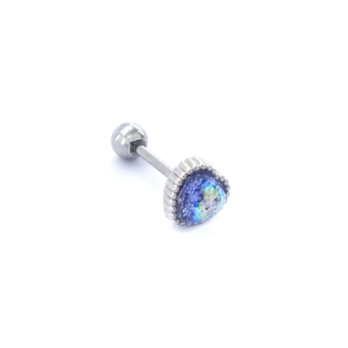 316L Çelik Zirkon Taşlı Kalp Şekilli Piercing PRC-180