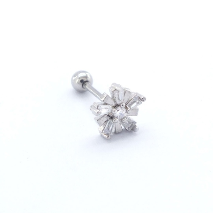316L Çelik Zirkon Taşlı Çiçek Piercing PRC-176