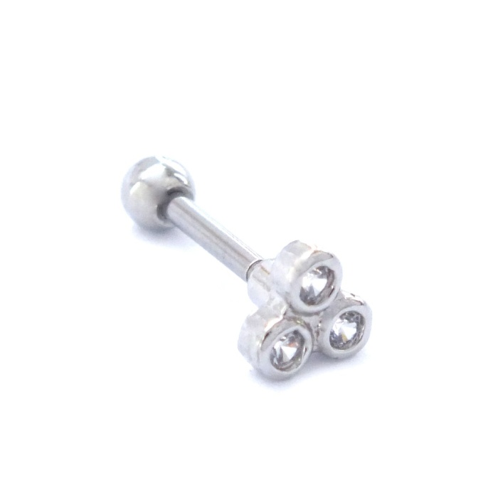 316L Çelik Zirkon Taşlı Üç Top Piercing PRC-200