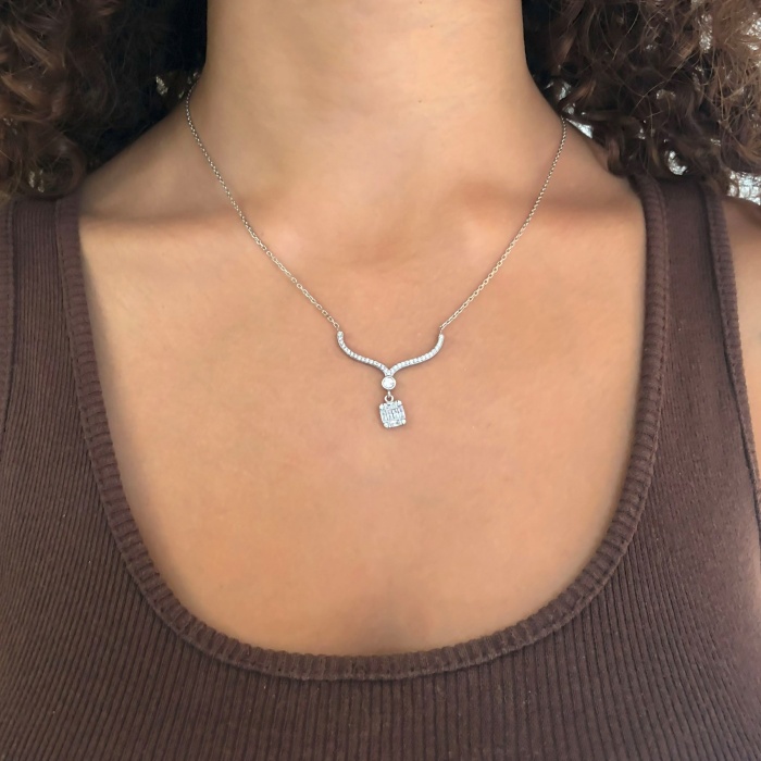 Zirkon Taşlı El İşçiliği Gümüş Kolye GK-325