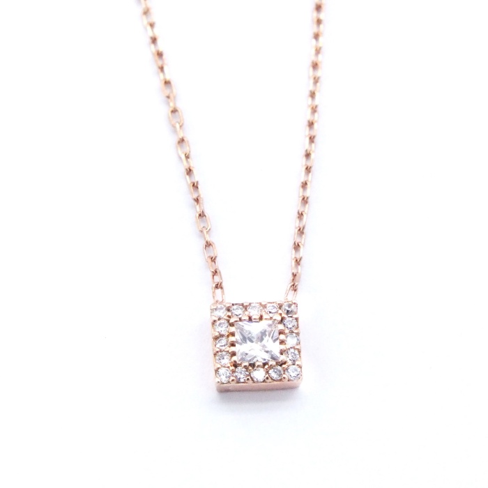 Rose Zirkon Baget Taşlı Gümüş Kolye GK-332