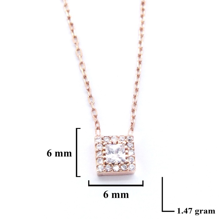 Rose Zirkon Baget Taşlı Gümüş Kolye GK-332