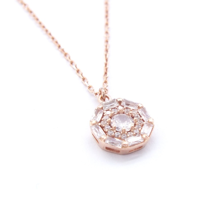 Rose Zirkon Taşlı Gümüş Kolye GK-333