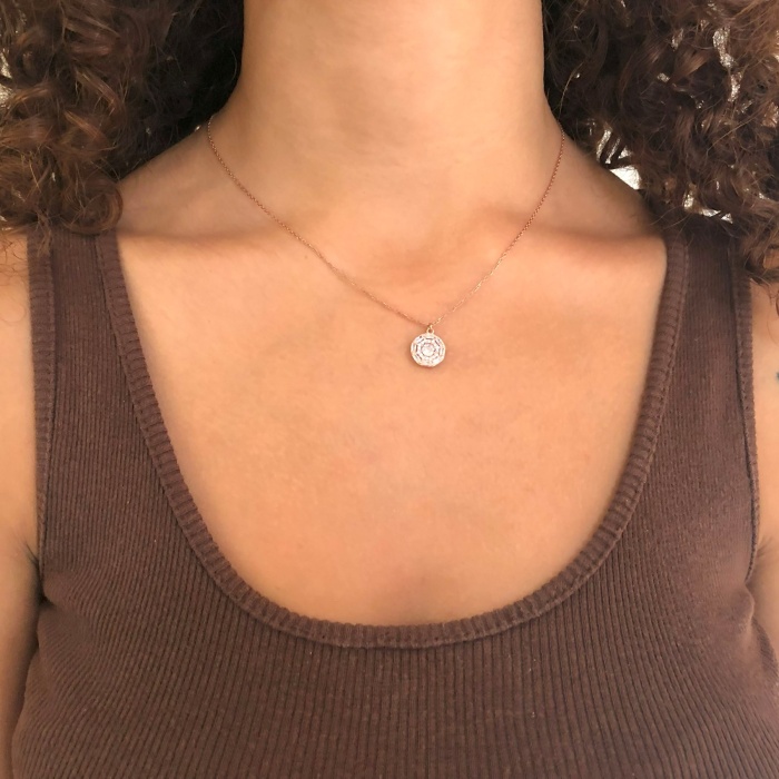 Rose Zirkon Taşlı Gümüş Kolye GK-333