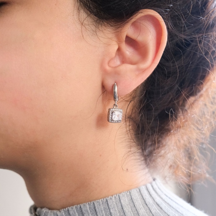 Baget Zirkon Taşlı Gümüş Küpe GKP-110