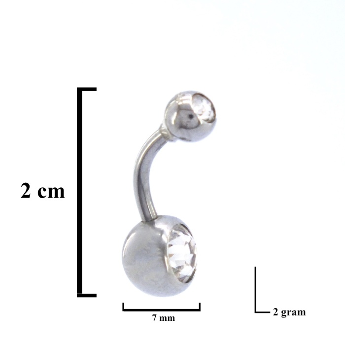 316L Çelik Zirkon Taşlı Klasik Piercing PRC-107