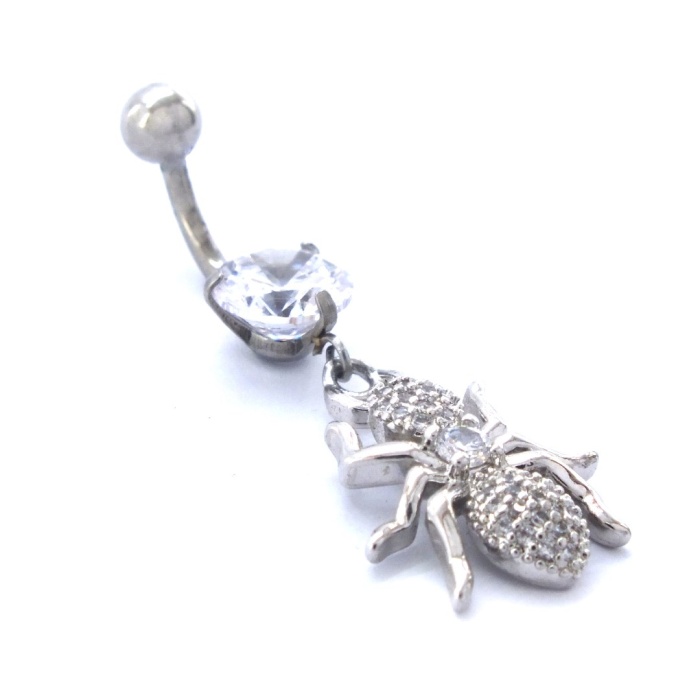 316L Çelik Zirkon Taşlı Karınca Piercing PRC-120