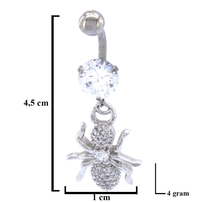 316L Çelik Zirkon Taşlı Karınca Piercing PRC-120