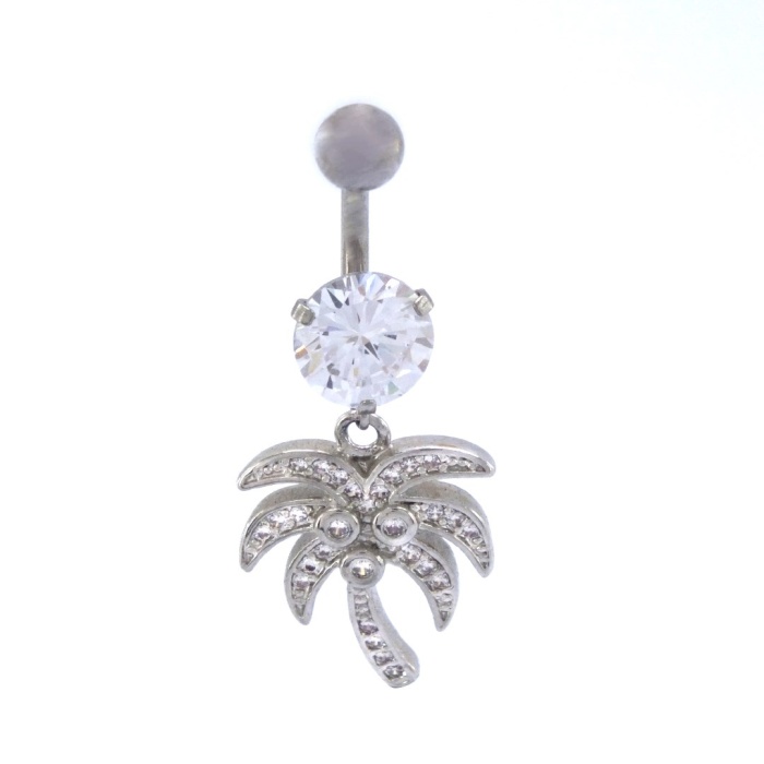 316L Çelik Zirkon Taşlı Palmiyeli Piercing PRC-134