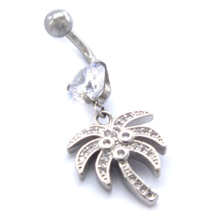 316L Çelik Zirkon Taşlı Palmiyeli Piercing PRC-134