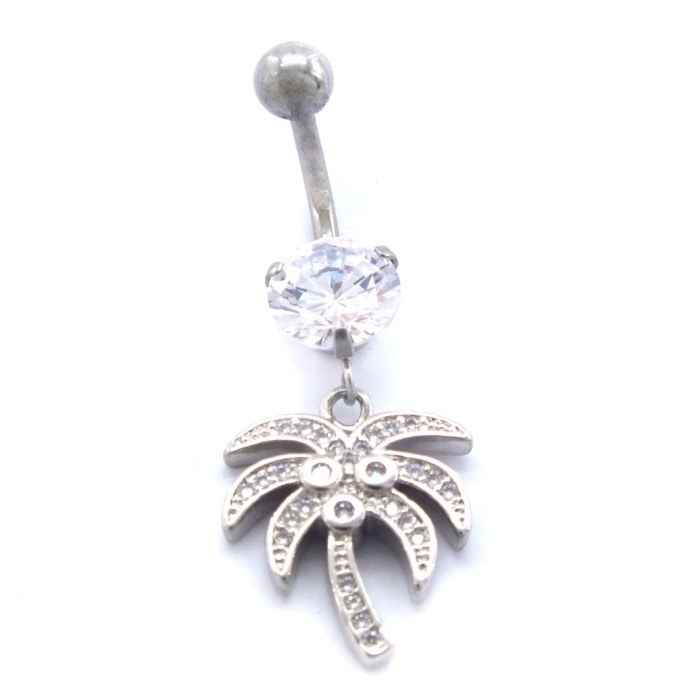 316L Çelik Zirkon Taşlı Palmiyeli Piercing PRC-134