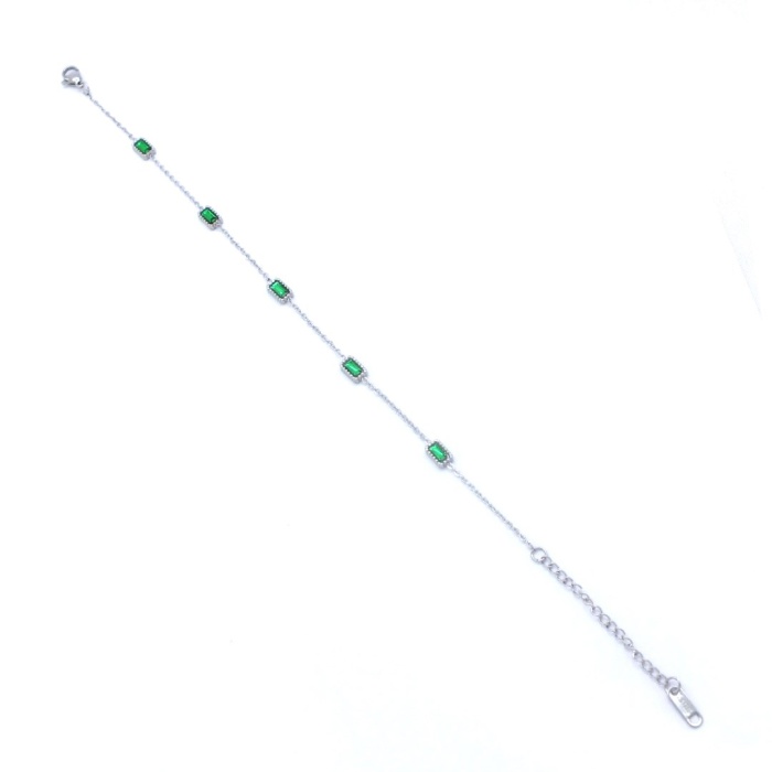 Çelik Halhal Yeşil Zirkon Taşlı Kadın Zincir Model HAL-178
