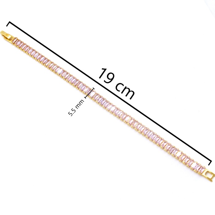 FerizZ  Altın Kaplama Pembe Zirkon Taşlı Su Yolu Bileklik BLK-948