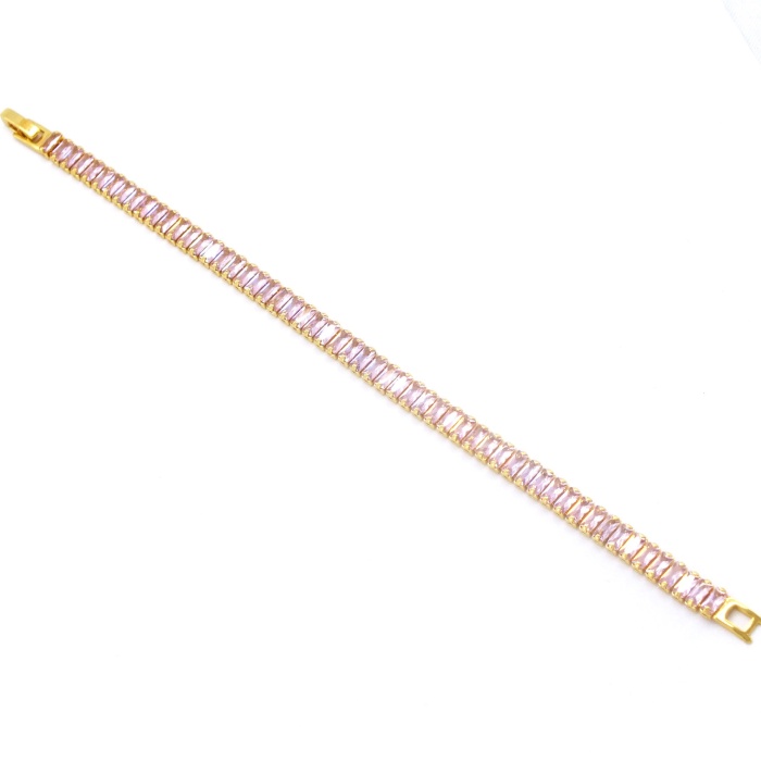 Su Yolu Bileklik Çelik Altın Kaplama Pembe Taşlı BLK-948