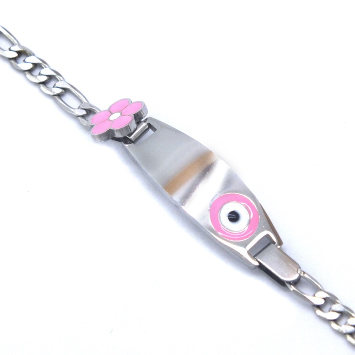 Bebek Bileklik Çelik Pembe Nazar Boncuklu ModelBLK-959