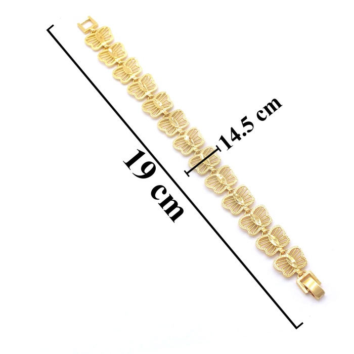 FerizZ Altın Kaplama Hint İşi Kelebek Desenli Bileklik BLK-979