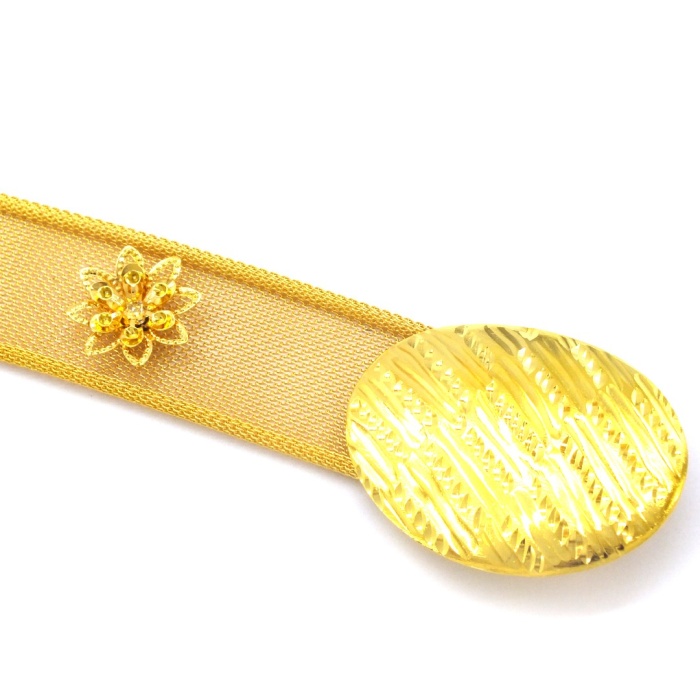 FerizZ Altın Kaplama Hasır Çiçek Modelli İşlemeli Kemer KMR-107
