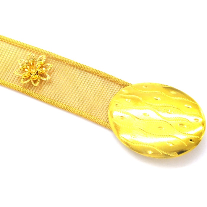 FerizZ Altın Kaplama Hasır Çiçek Modelli İşlemeli Kemer KMR-108
