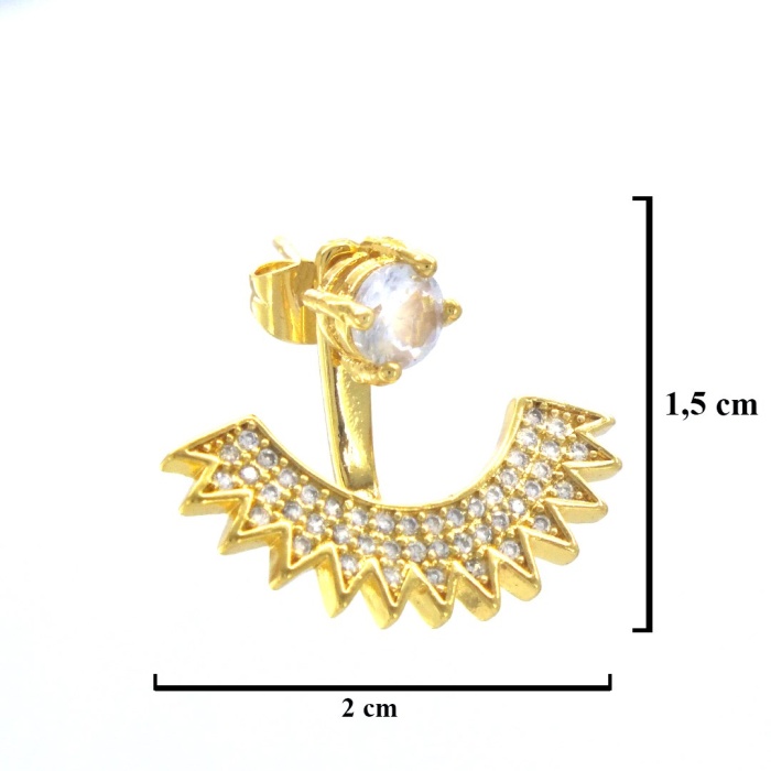 Altın Kaplama Küpe Zirkon Taşlı Tekli Kulak Altı Model UNK-756