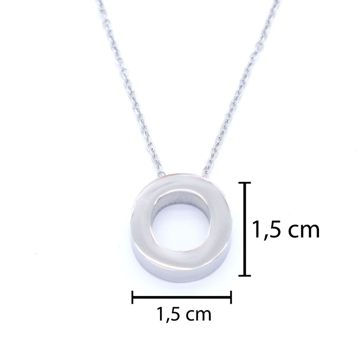 316L Çelik O Harf Kolye 55 cm KLY-546