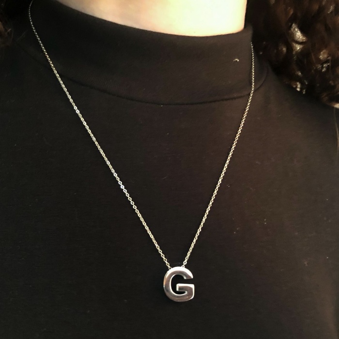 316L Çelik  G Harf Kolye 55 cm KLY-547