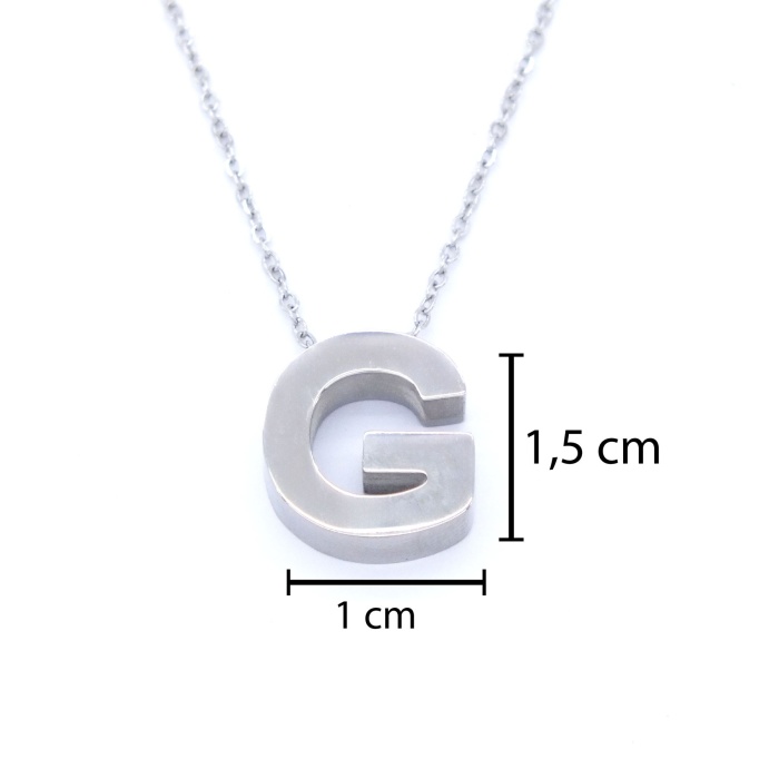 316L Çelik  G Harf Kolye 55 cm KLY-547