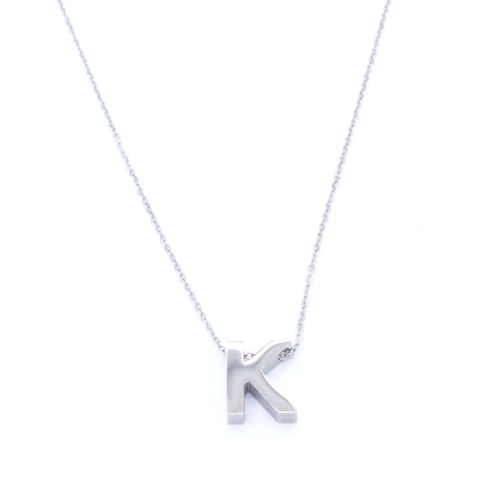 316L Çelik K Harf Kolye 55 cm KLY-548