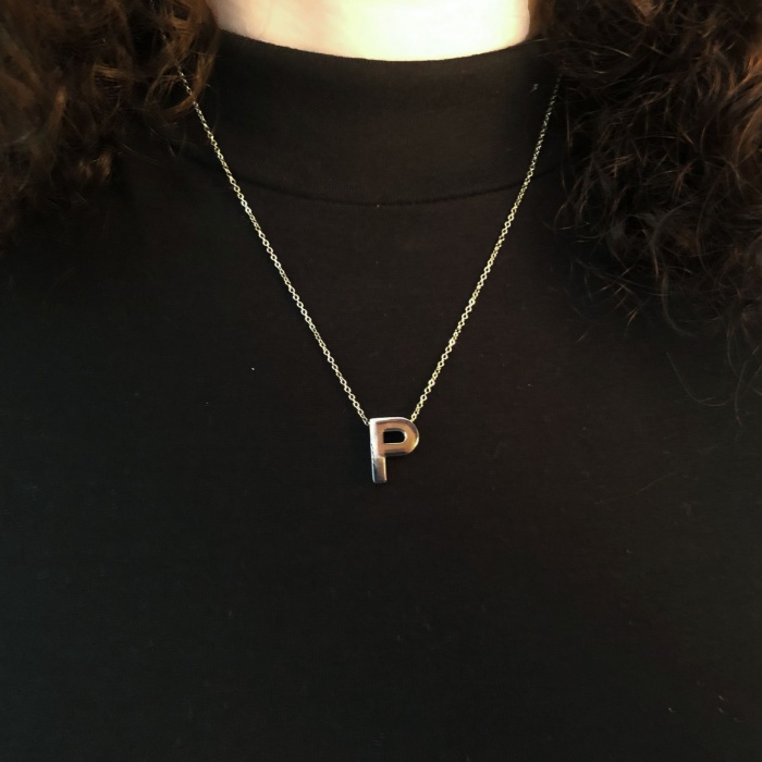 316L Çelik P Harf Kolye 55 cm KLY-550
