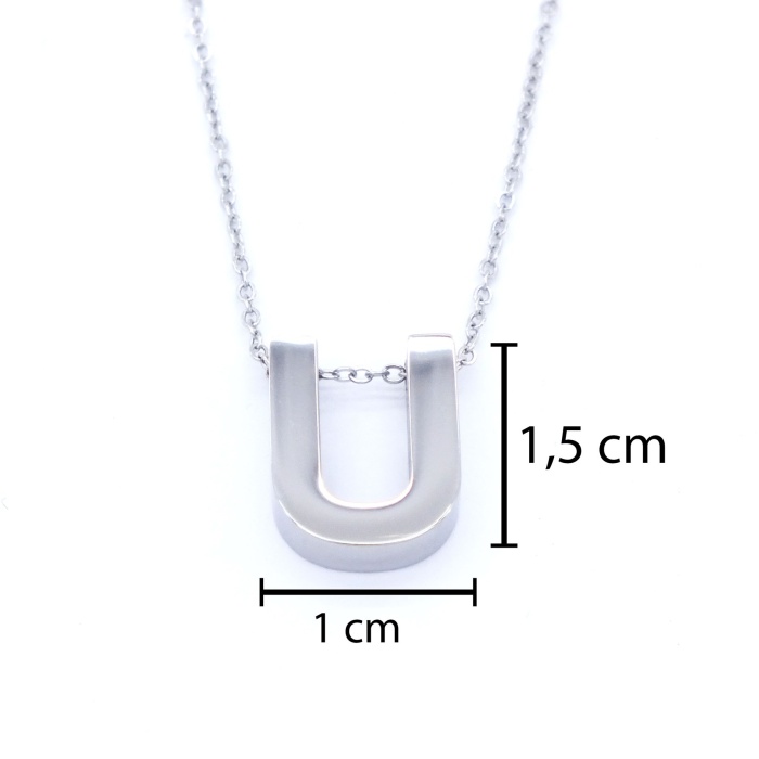 316L Çelik U Harf Kolye 55 cm KLY-555
