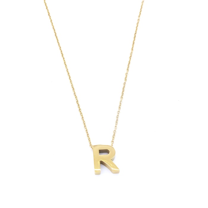 Altın Kaplama R Harf Kolye 55 cm KLY-556