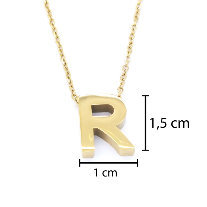 Altın Kaplama R Harf Kolye 55 cm KLY-556