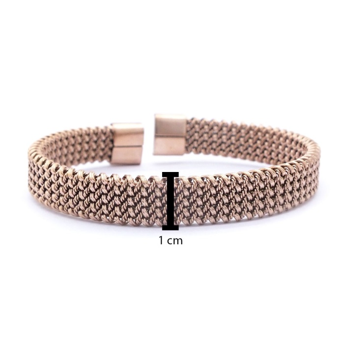 316L Çelik Rose Gold Halat Model Erkek Kelepçe Bileklik EBLK-412