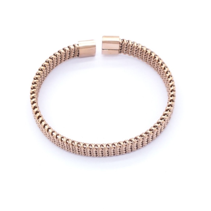 316L Çelik Rose Gold Halat Model Erkek Kelepçe Bileklik EBLK-412