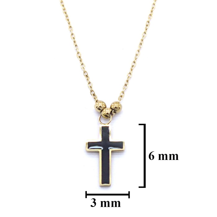 Altın Kaplama Siyah Hac İşaretli Erkek Kolye 50 cm EKLY-102