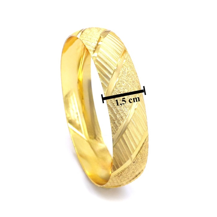 İmitasyon Bilezik Altın Kaplama 1.5 cm Yan Çizgili Model BLZ-3085