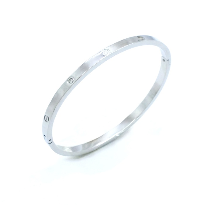 Çelik Kelepçe Bileklik Taşlı Love Model BLZ-596