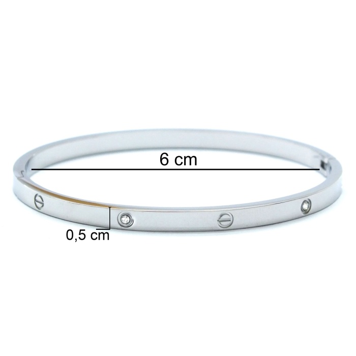 Çelik Kelepçe Bileklik Taşlı Love Model BLZ-596
