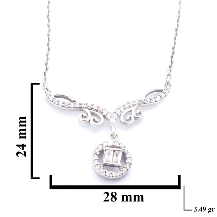Zirkon Taşlı El İşçiliği Gümüş Kolye GK-329