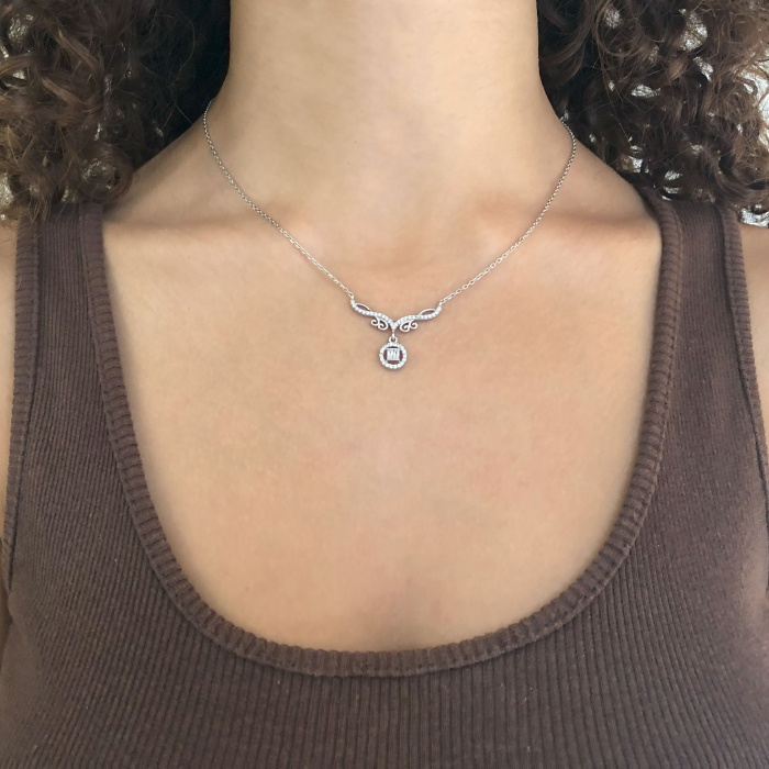Zirkon Taşlı El İşçiliği Gümüş Kolye GK-329
