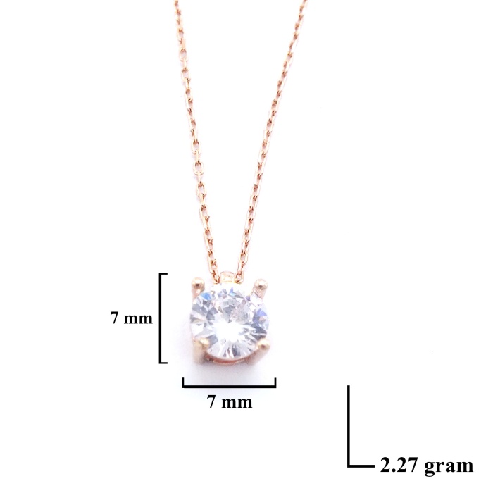 Rose Zirkon Taşlı Gümüş Kolye GK-328