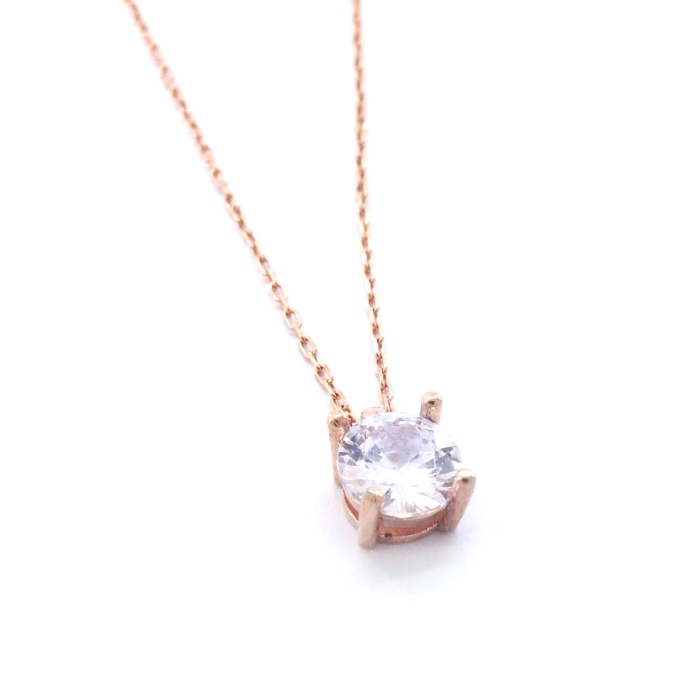 Rose Zirkon Taşlı Gümüş Kolye GK-328
