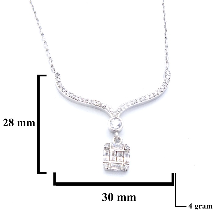 Zirkon Taşlı El İşçiliği Gümüş Kolye GK-325