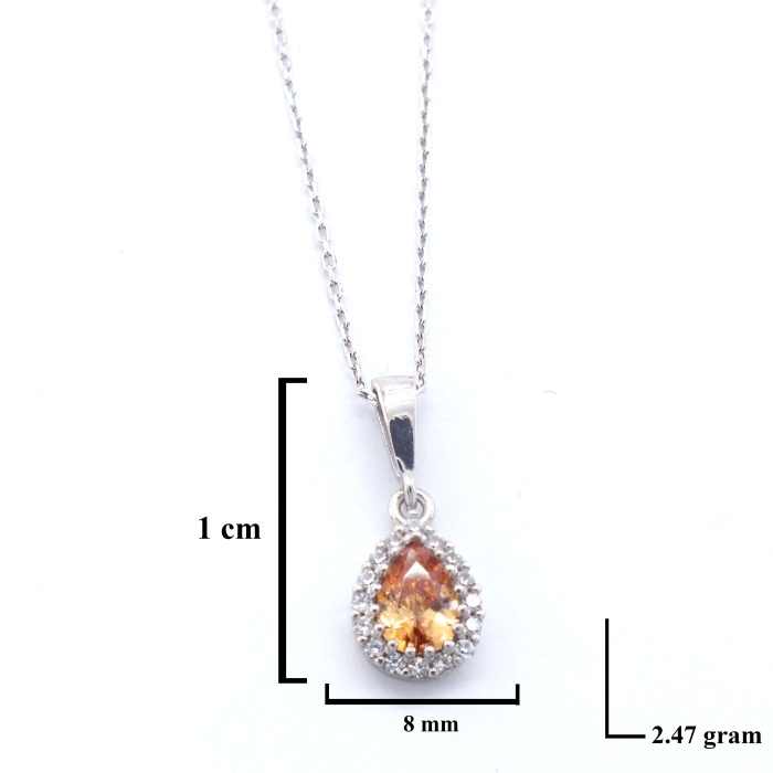 Zirkon Taşlı Su Damlası Gümüş Kolye GK-337