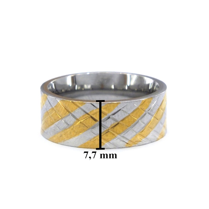 Çelik Alyans Yüzük Altın Kaplama Baklava Model YZK-380
